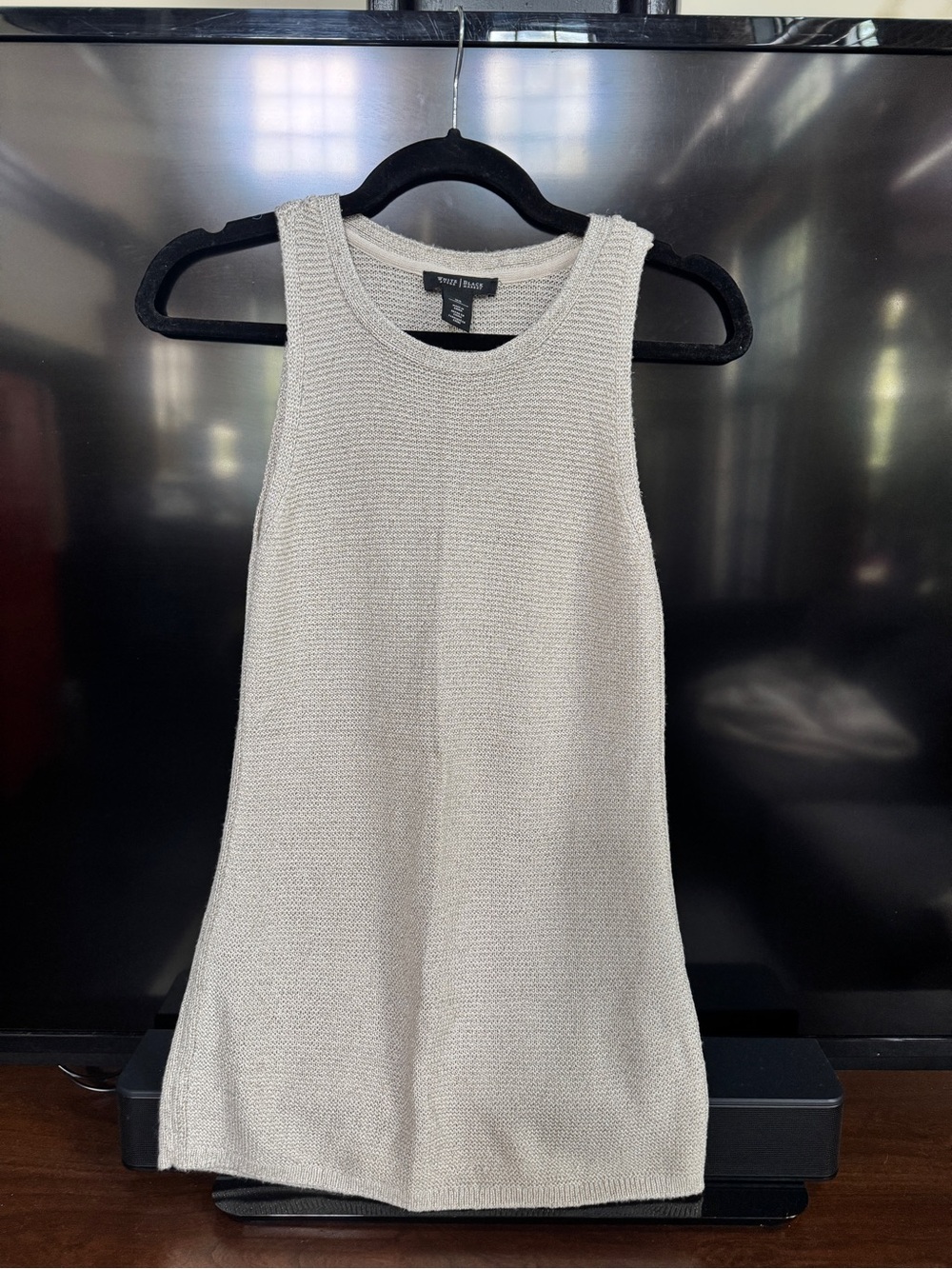 White House Black Market Cream Knit Tank Sweater